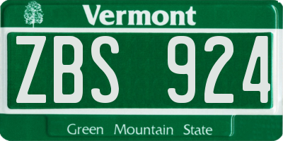 VT license plate ZBS924