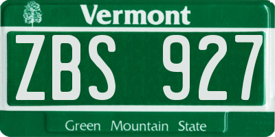 VT license plate ZBS927