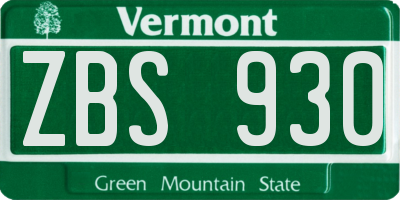 VT license plate ZBS930