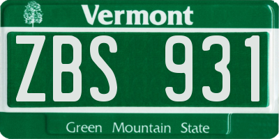 VT license plate ZBS931
