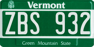VT license plate ZBS932
