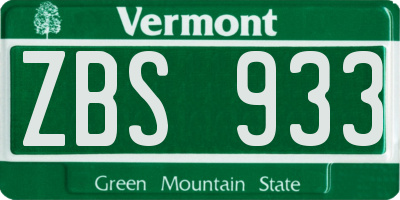 VT license plate ZBS933