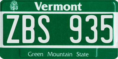 VT license plate ZBS935