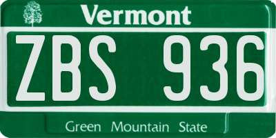 VT license plate ZBS936