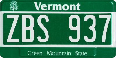 VT license plate ZBS937