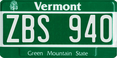 VT license plate ZBS940