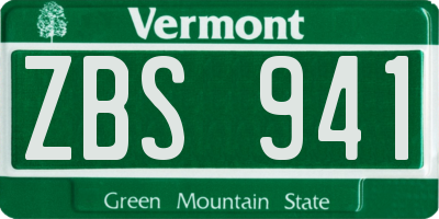 VT license plate ZBS941