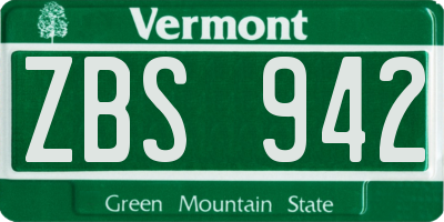 VT license plate ZBS942