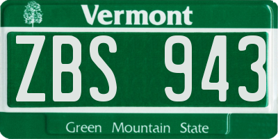 VT license plate ZBS943