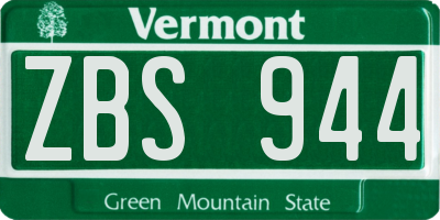 VT license plate ZBS944