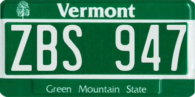 VT license plate ZBS947