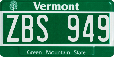 VT license plate ZBS949