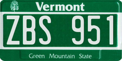 VT license plate ZBS951