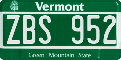 VT license plate ZBS952