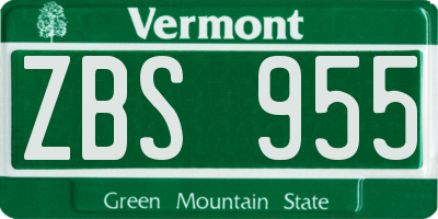 VT license plate ZBS955