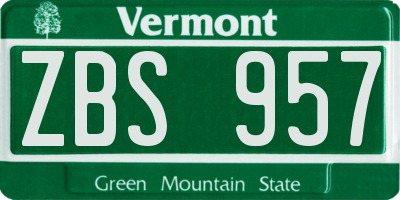 VT license plate ZBS957