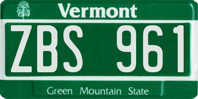 VT license plate ZBS961