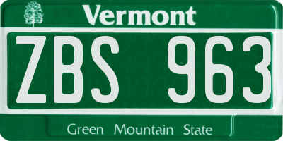 VT license plate ZBS963