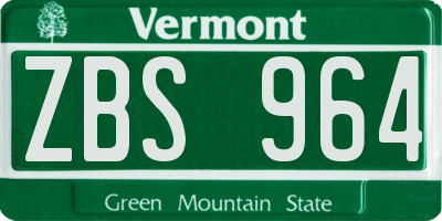 VT license plate ZBS964