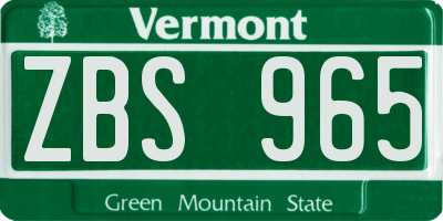 VT license plate ZBS965