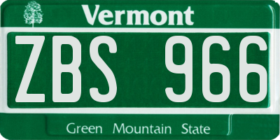 VT license plate ZBS966