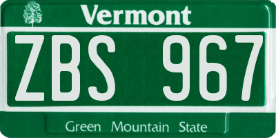 VT license plate ZBS967