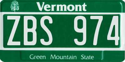 VT license plate ZBS974
