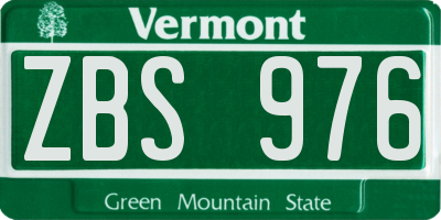 VT license plate ZBS976