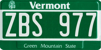 VT license plate ZBS977