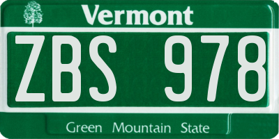 VT license plate ZBS978