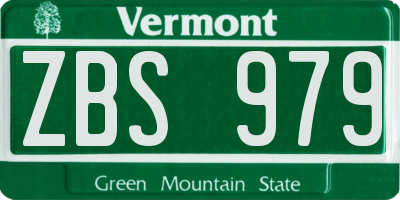 VT license plate ZBS979