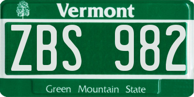 VT license plate ZBS982