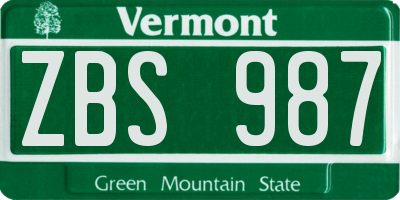 VT license plate ZBS987