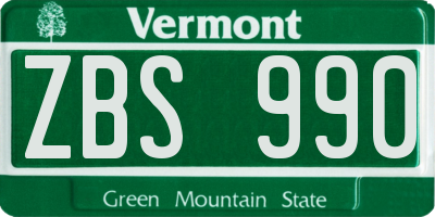 VT license plate ZBS990