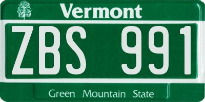 VT license plate ZBS991