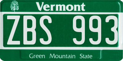 VT license plate ZBS993