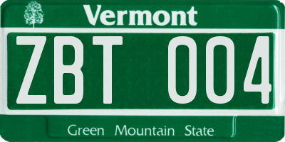 VT license plate ZBT004