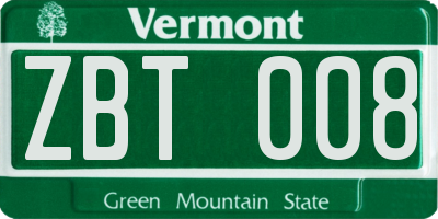 VT license plate ZBT008