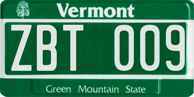 VT license plate ZBT009