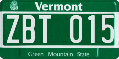 VT license plate ZBT015