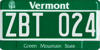 VT license plate ZBT024