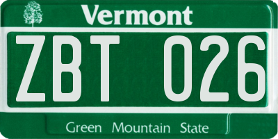 VT license plate ZBT026