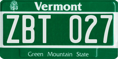 VT license plate ZBT027