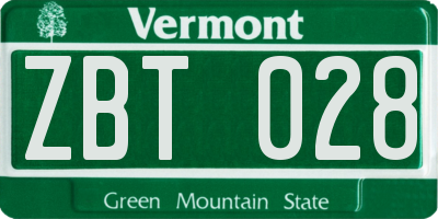 VT license plate ZBT028