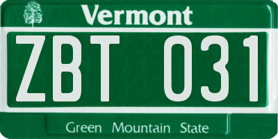 VT license plate ZBT031