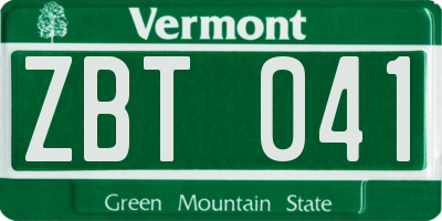 VT license plate ZBT041