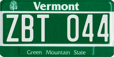 VT license plate ZBT044