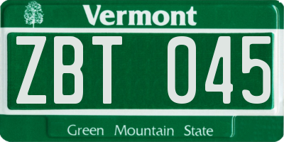 VT license plate ZBT045