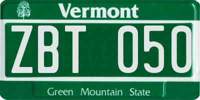 VT license plate ZBT050