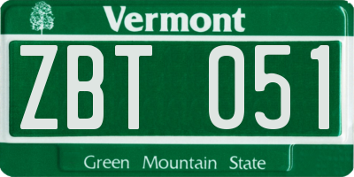 VT license plate ZBT051